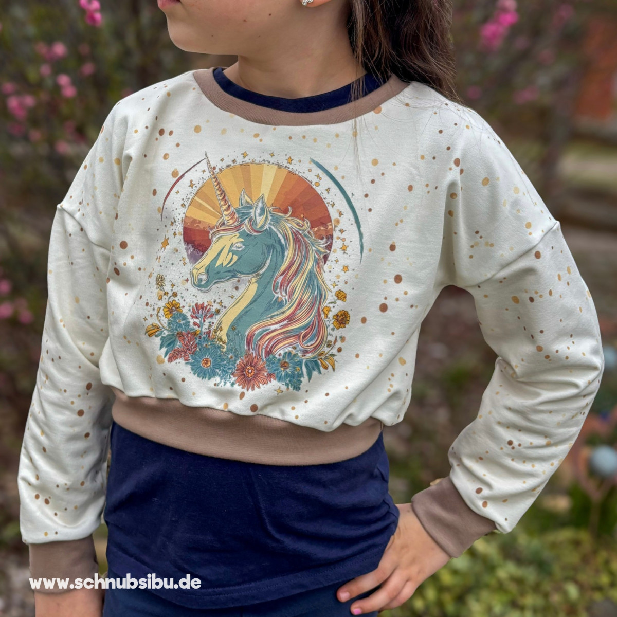 Bügelbild Blumen-Einhorn